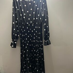 SHEIN Black and White Polka Dot Long Sleeve Dress